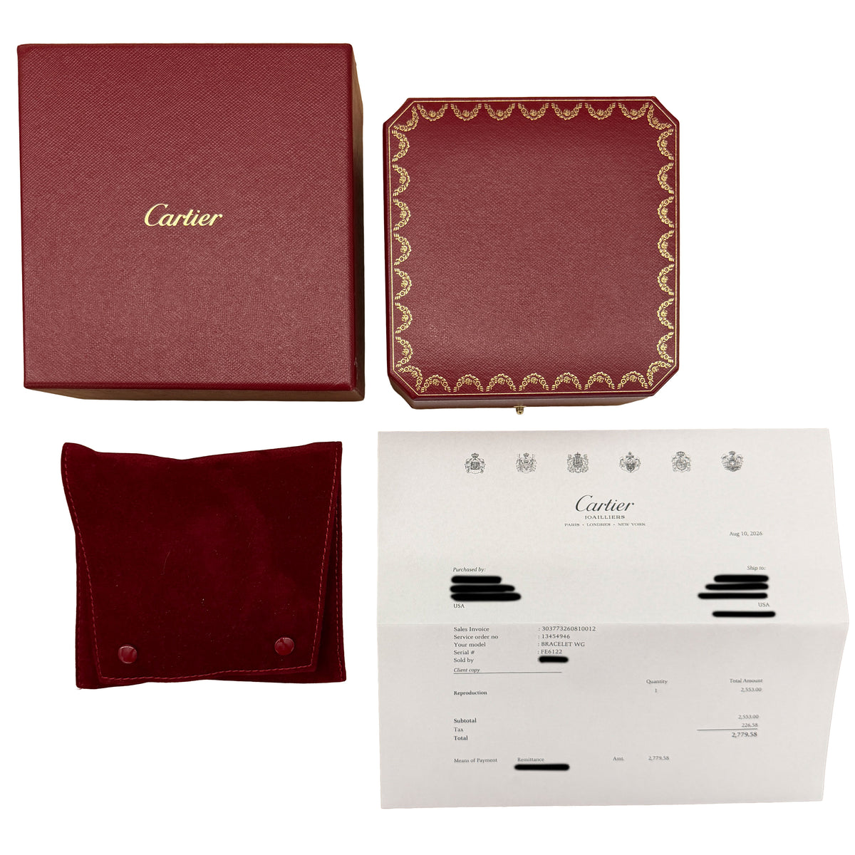 Cartier White Gold Love Bracelet box