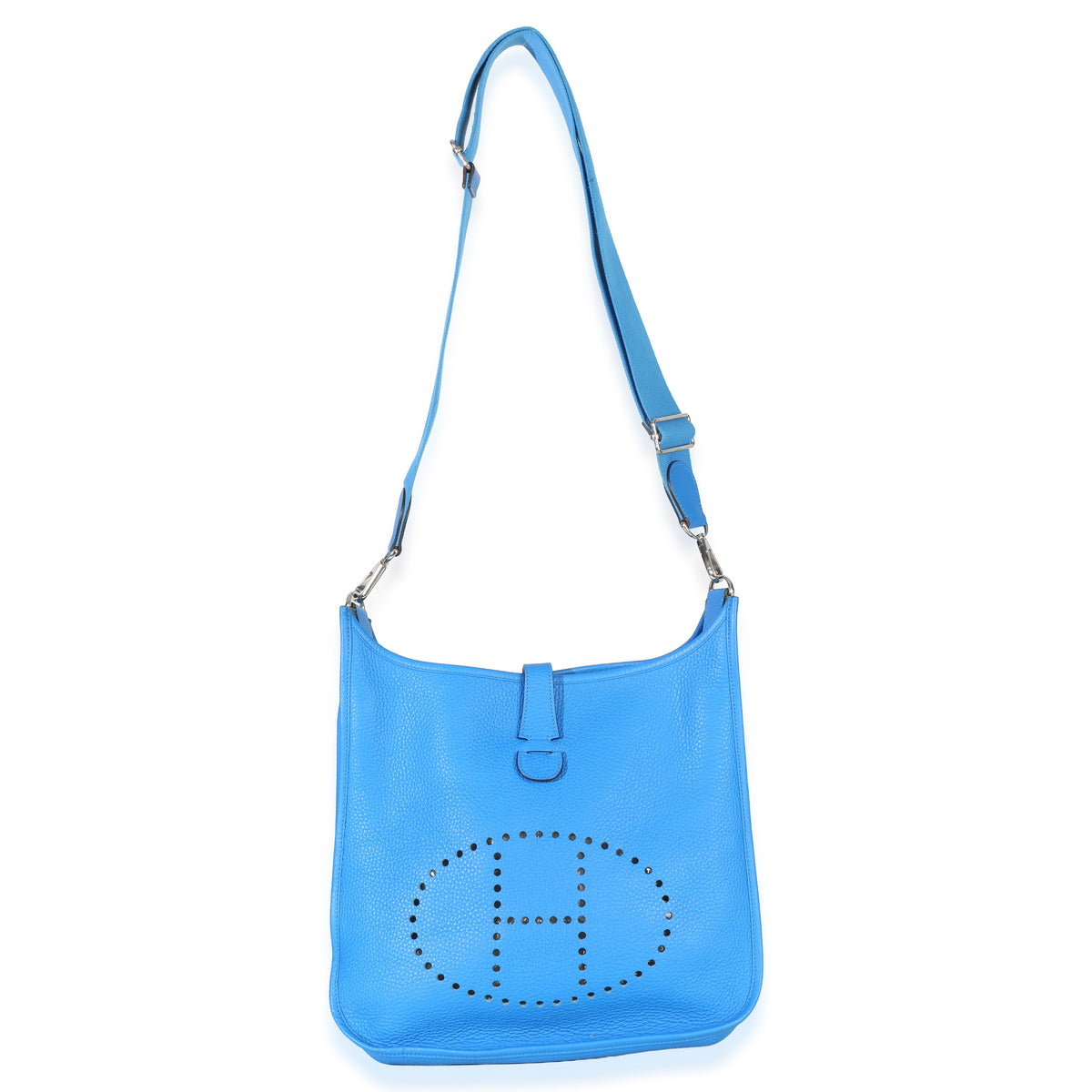 Hermès Bleu Hydra Clemence Evelyne 33 GM PHW Handbag av