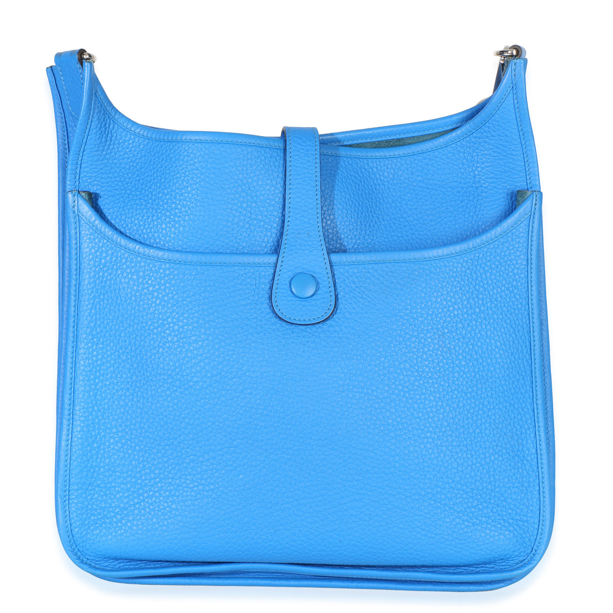 Hermès Bleu Hydra Clemence Evelyne 33 GM PHW Handbag bv