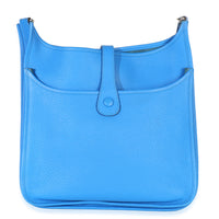 Hermès Bleu Hydra Clemence Evelyne 33 GM PHW Handbag bv