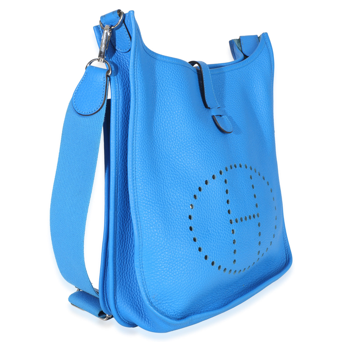 Hermès Bleu Hydra Clemence Evelyne 33 GM PHW Handbag pv