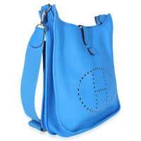 Hermès Bleu Hydra Clemence Evelyne 33 GM PHW Handbag pv