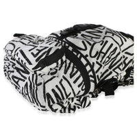 Chanel White Black Nylon Printed Coco Neige Backpack Handbag box