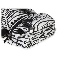 Chanel White Black Nylon Printed Coco Neige Backpack Handbag clasp
