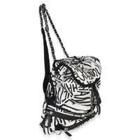 Chanel White Black Nylon Printed Coco Neige Backpack Handbag pv