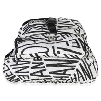 Chanel White Black Nylon Printed Coco Neige Backpack Handbag stamp
