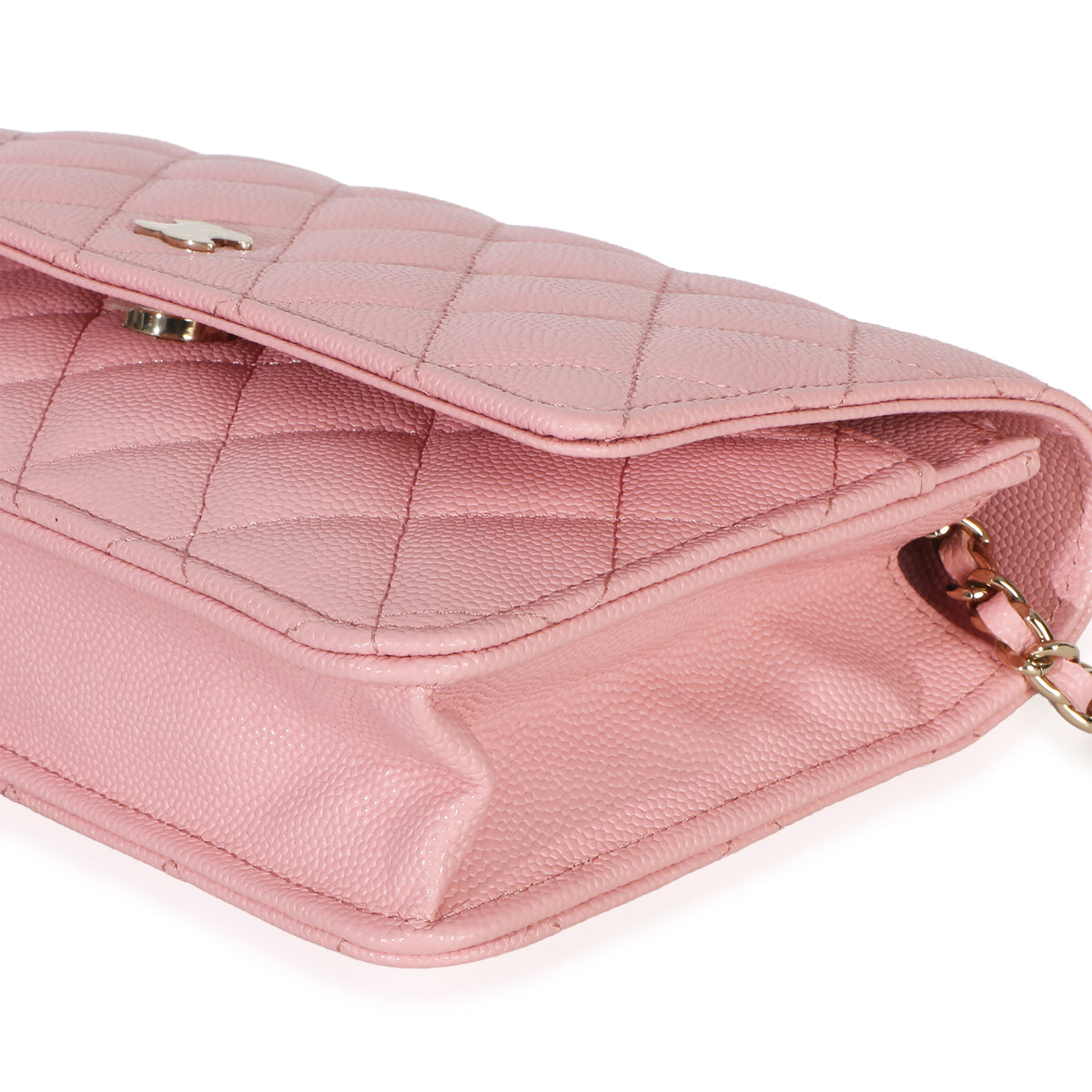 Chanel Pink Quilted Caviar Wallet On Chain Handbag box