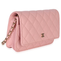 Chanel Pink Quilted Caviar Wallet On Chain Handbag pv