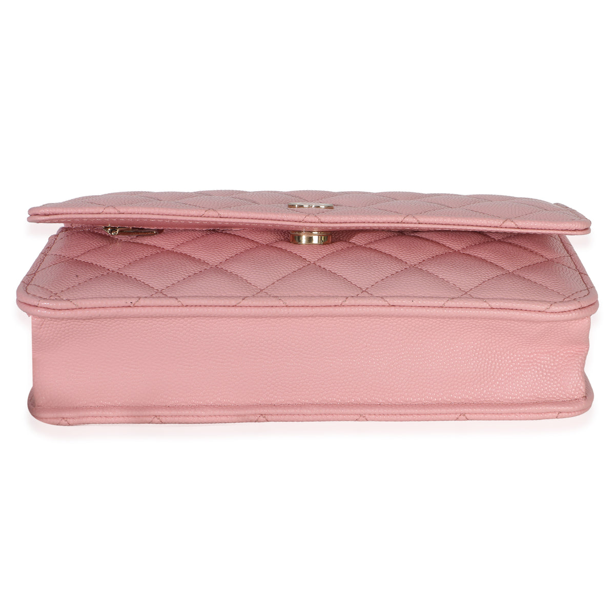 Chanel Pink Quilted Caviar Wallet On Chain Handbag stamp
