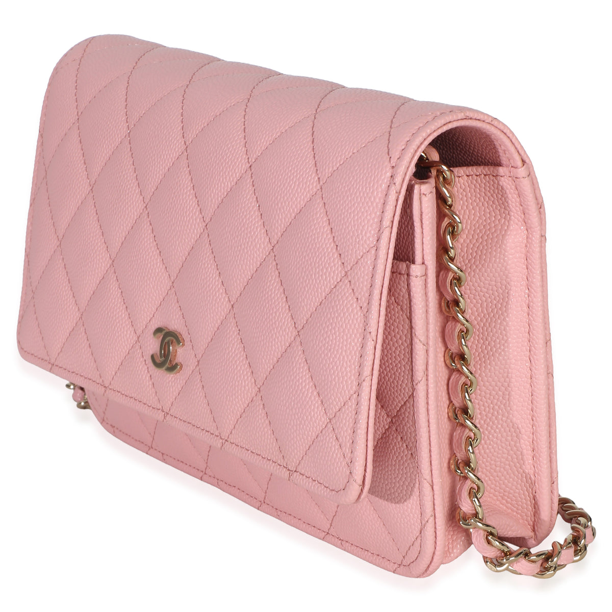 Chanel Pink Quilted Caviar Wallet On Chain Handbag sv