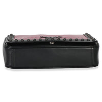 Prada Black Pink Calfskin Glace Studded Chain Flap Handbag 5