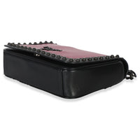 Prada Black Pink Calfskin Glace Studded Chain Flap Handbag 6