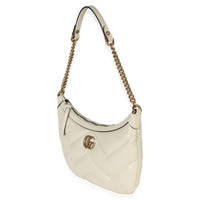 Gucci Cream GG Marmont Matelasse Small Chain Moon Hobo Handbag 2