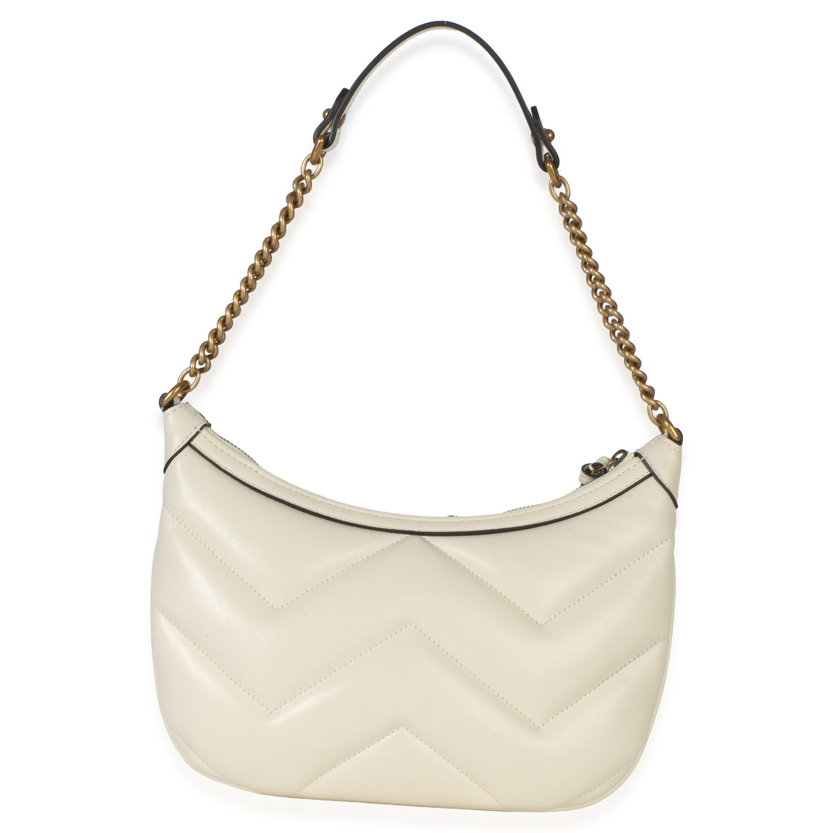 Gucci Cream GG Marmont Matelasse Small Chain Moon Hobo Handbag 4