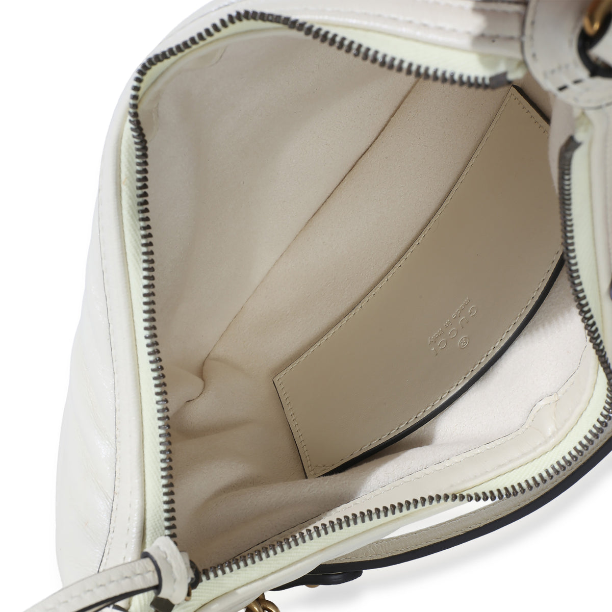 Gucci Cream GG Marmont Matelasse Small Chain Moon Hobo Handbag 5