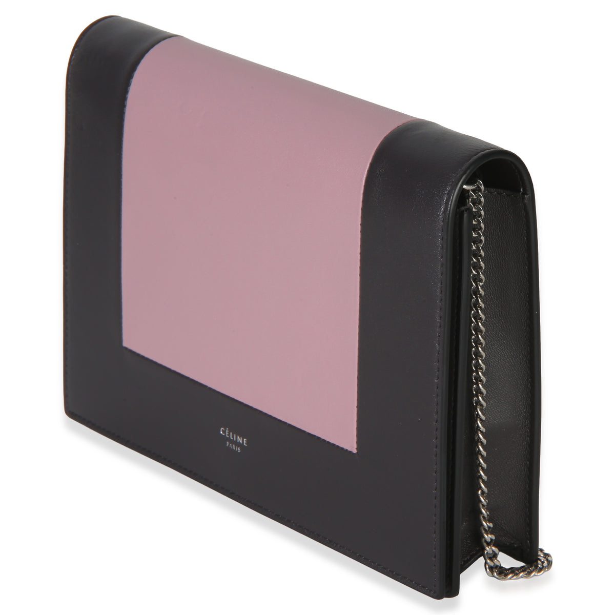 Celine Grey Pink Smooth Calfskin Frame Evening Clutch On Chain Handbag 2