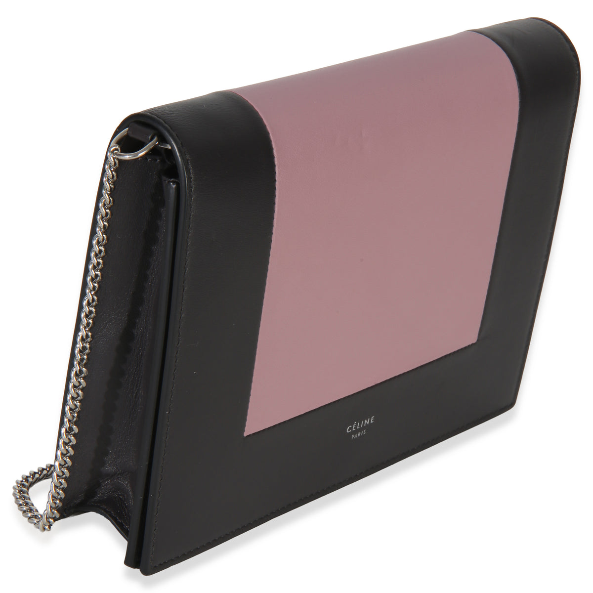 Celine Grey Pink Smooth Calfskin Frame Evening Clutch On Chain Handbag 3