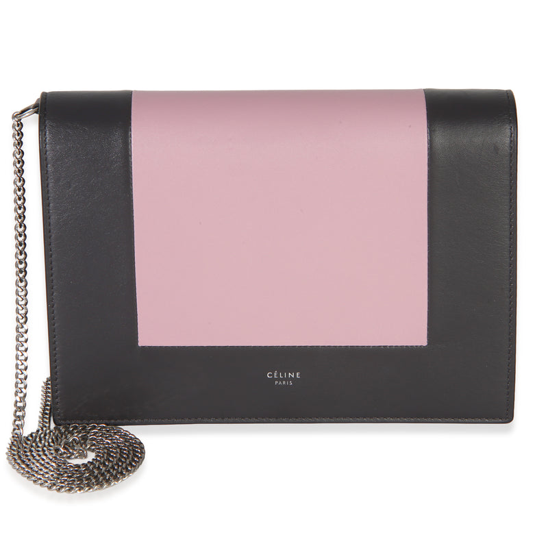 Celine Grey Pink Smooth Calfskin Frame Evening Clutch On Chain Handbag fv