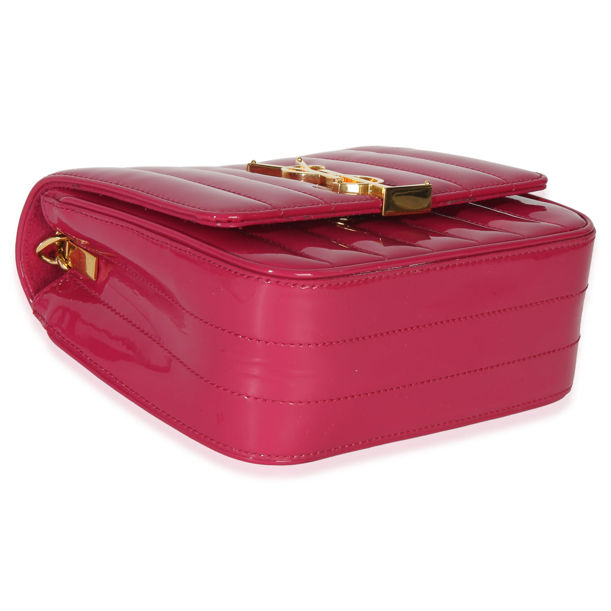 Saint Laurent Pink Patent Matelasse Monogram Small Vicky Chain Bag Handbag 7