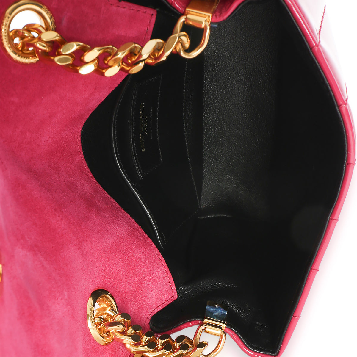 Saint Laurent Pink Patent Matelasse Monogram Small Vicky Chain Bag Handbag 9