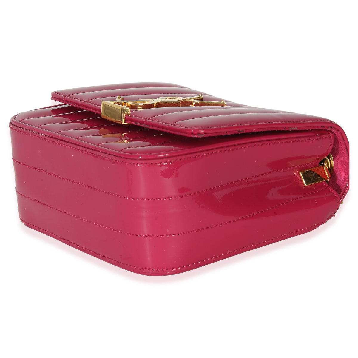 Saint Laurent Pink Patent Matelasse Monogram Small Vicky Chain Bag Handbag 6