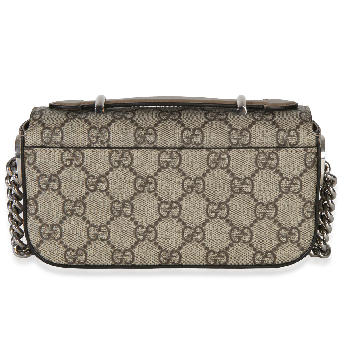 Gucci Beige Ebony GG Supreme Senna Petite GG Top Handle Chain Shoulder Bag Handbag 4