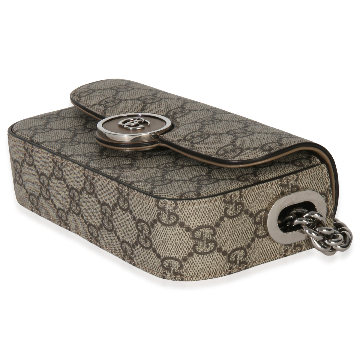 Gucci Beige Ebony GG Supreme Senna Petite GG Top Handle Chain Shoulder Bag Handbag 6