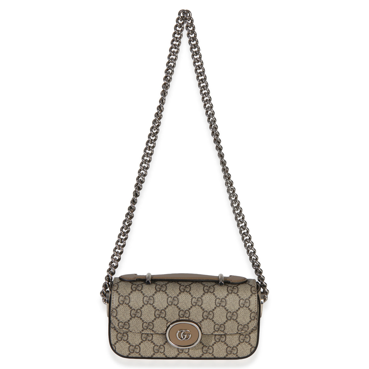 Gucci Beige Ebony GG Supreme Senna Petite GG Top Handle Chain Shoulder Bag Handbag 8