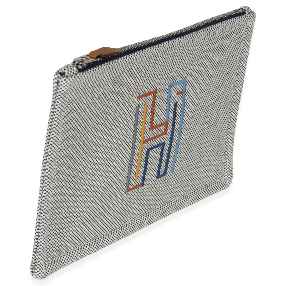 Hermès Mens Marine Cotton H Labyrinthe Case Handbag 4