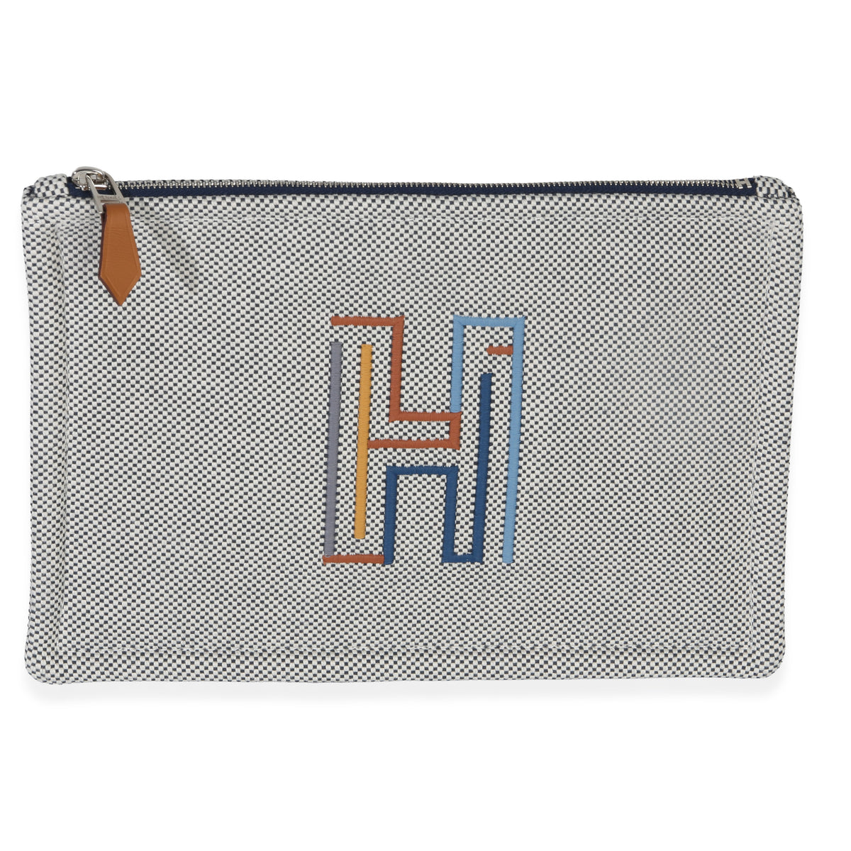 Hermès Mens Marine Cotton H Labyrinthe Case Handbag fv