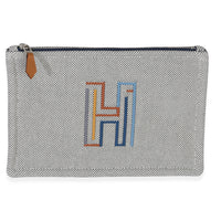 Hermès Mens Marine Cotton H Labyrinthe Case Handbag fv