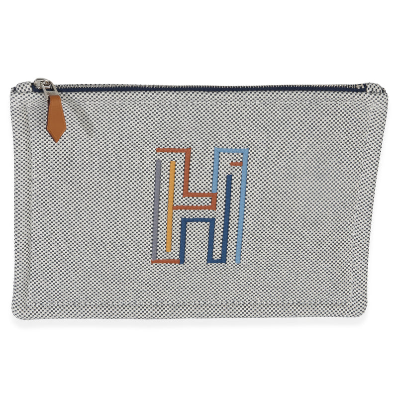 Hermès Mens Marine Cotton H Labyrinthe Case Handbag id