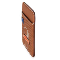 Hermès Gold Bleu De France Orange Swift Faubourg MagSafe Card Holder Wallet 2