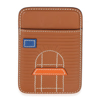Hermès Gold Bleu De France Orange Swift Faubourg MagSafe Card Holder Wallet fv