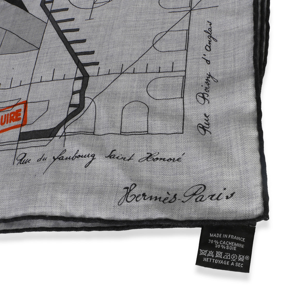 Hermès Mens Gris Chine Permis De Constructruir Silk Cashmere Scarf 100 3