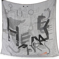 Hermès Mens Gris Chine Permis De Constructruir Silk Cashmere Scarf 100 fv