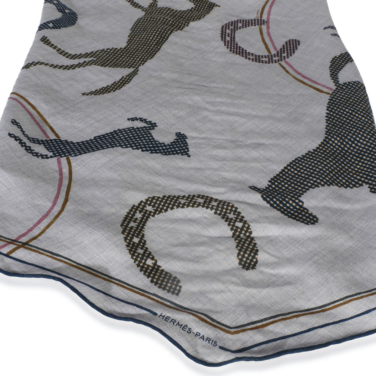 Hermès Mens Gris Chine Thor Cashmere Silk Losange Scarf GM 3