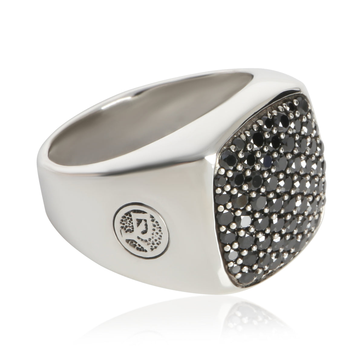 David Yurman Sterling Silver Diamond Streamline Signet Ring sv