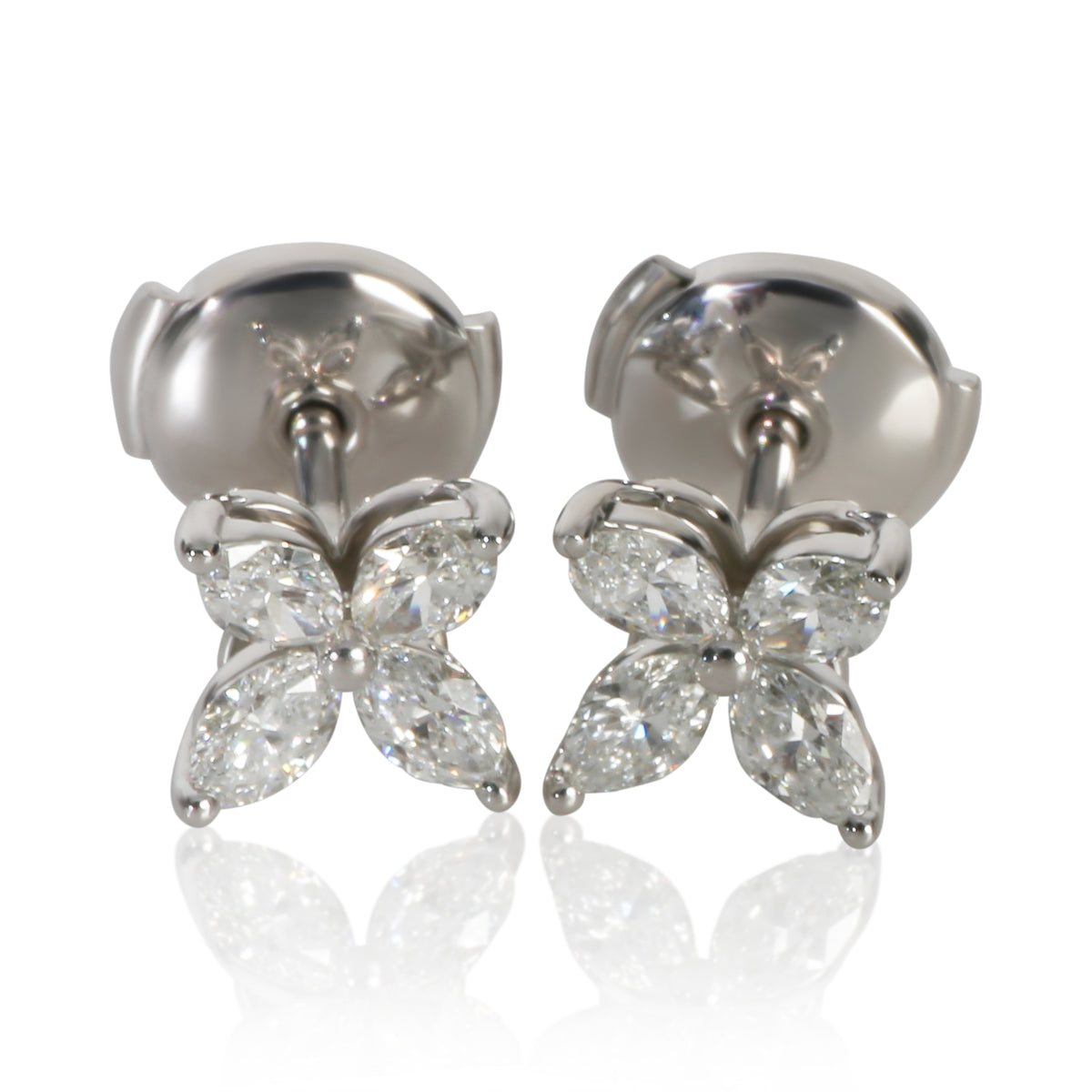 Tiffany & Co. Platinum Diamond Small Model Victoria Earrings fv