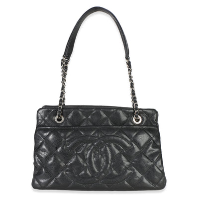 Chanel Black Quilted Caviar Timeless Soft Shopping Tote Handbag id