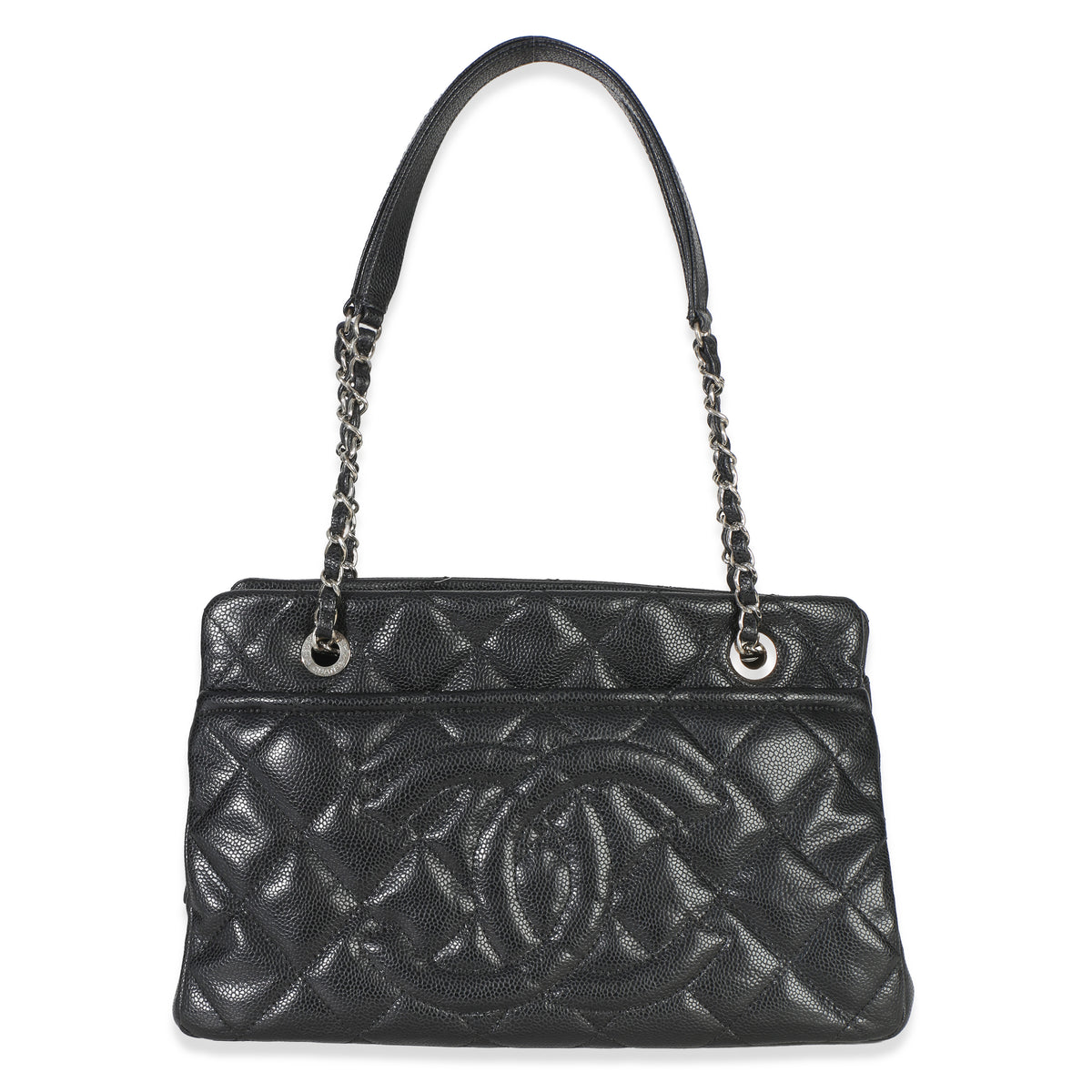 Chanel Black Quilted Caviar Timeless Soft Shopping Tote Handbag id