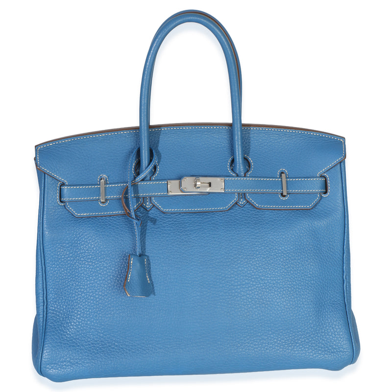 Hermès Eclat Mykonos Blanc Clemence Birkin 35 PHW Handbag id