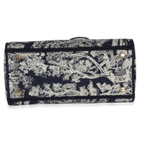 Christian Dior Navy Canvas Toile De Jouy Embroidered Medium Lady D Lite Handbag 5
