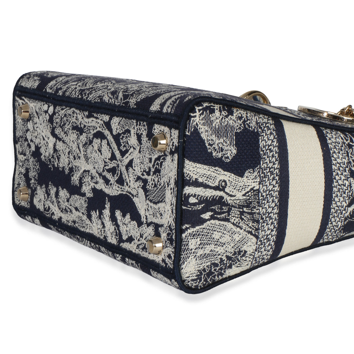 Christian Dior Navy Canvas Toile De Jouy Embroidered Medium Lady D Lite Handbag 6