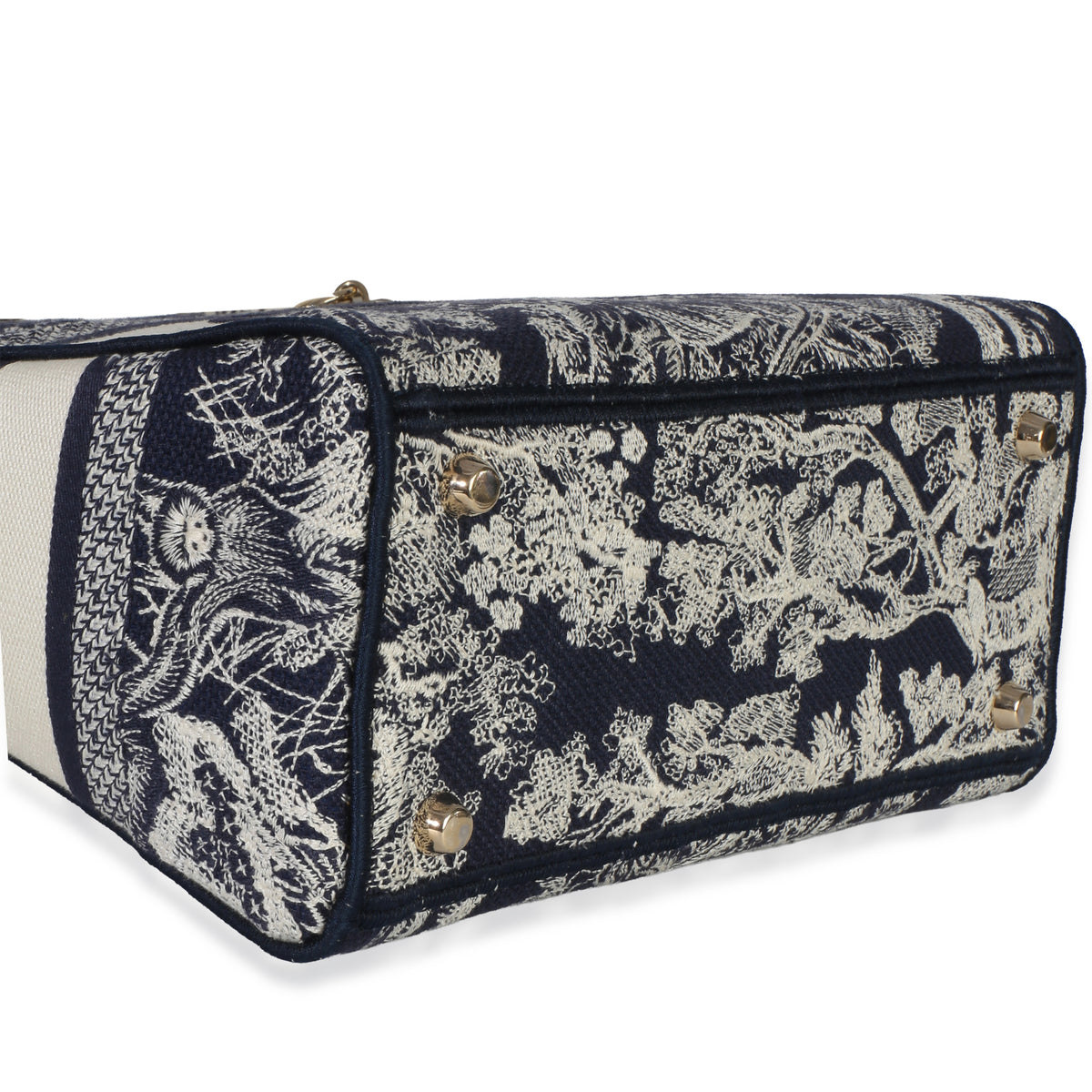 Christian Dior Navy Canvas Toile De Jouy Embroidered Medium Lady D Lite Handbag 7