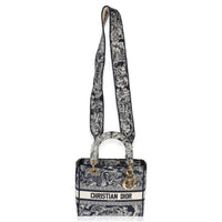 Christian Dior Navy Canvas Toile De Jouy Embroidered Medium Lady D Lite Handbag 8