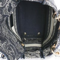 Christian Dior Navy Canvas Toile De Jouy Embroidered Medium Lady D Lite Handbag 9