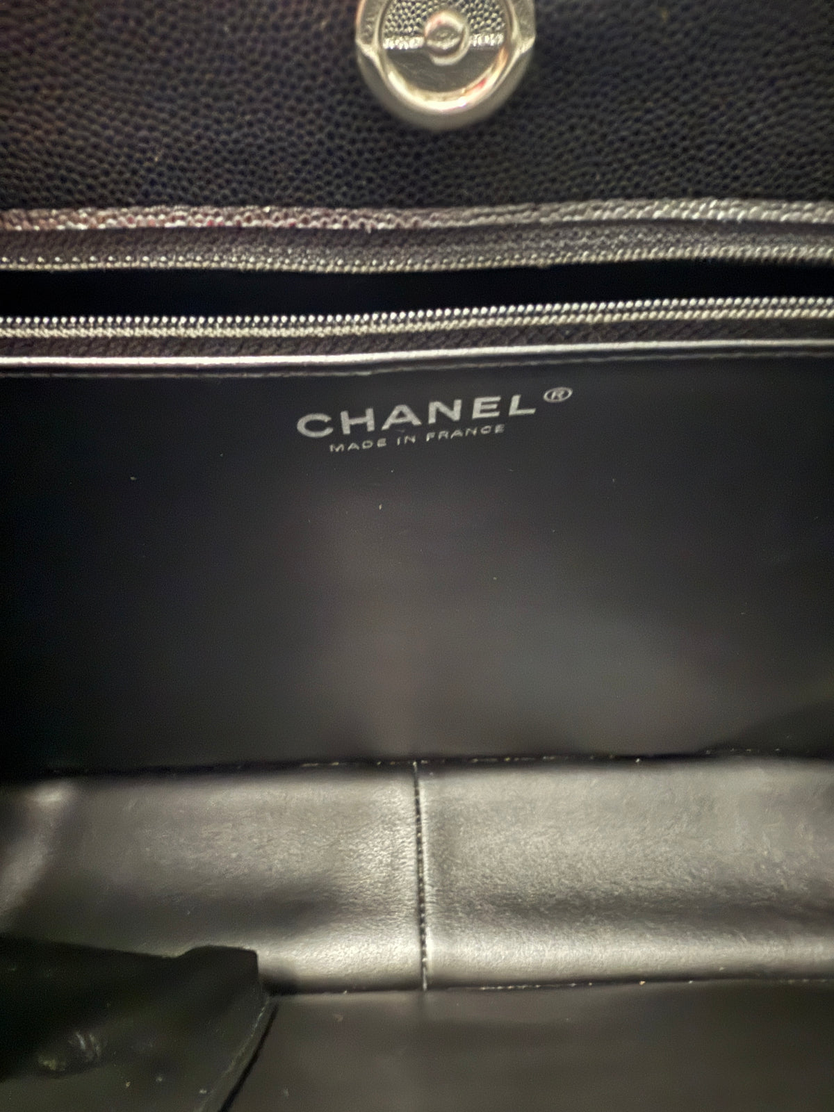 Chanel Black Quilted Caviar CC Shopping Tote Handbag ad3