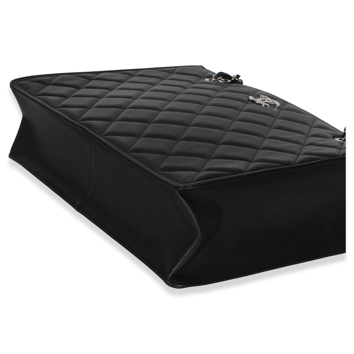 Chanel Black Quilted Caviar CC Shopping Tote Handbag box