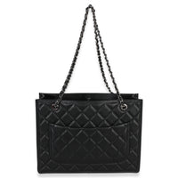 Chanel Black Quilted Caviar CC Shopping Tote Handbag bv